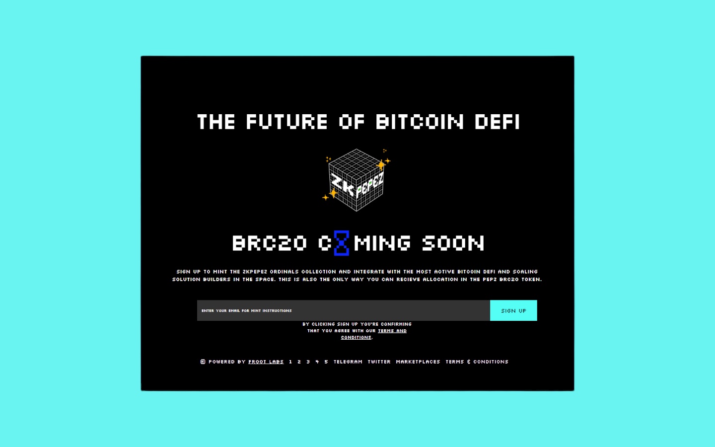 ZkPepeZ is the hottest Ordinals collections by and for the Bitcoin Defi community.  ZkPepeZ devs are based. They boast huge experiences and history with top Bitcoin Ordinals and Defi projects, as well as top rollup and scaling solutions.  Join the Bitcoin Defi revolution now. ORDINAL NFTS MINTING SOON! SIGN UP with email for further mint instructions below.